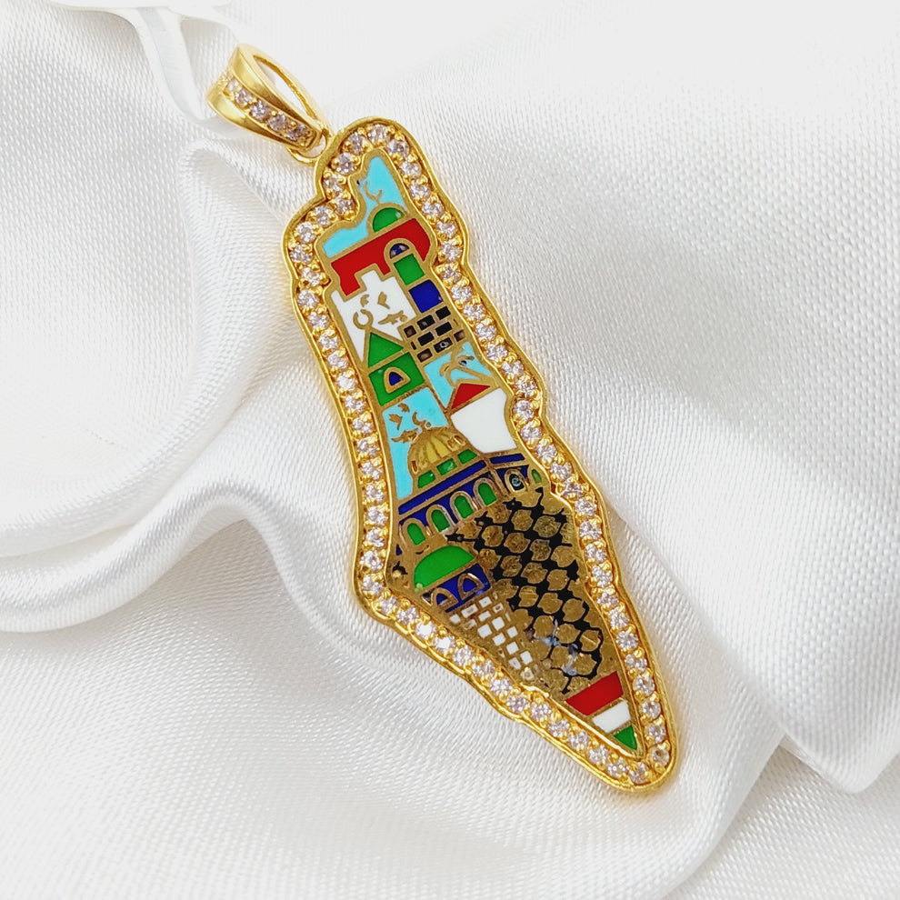 21K Gold Enameled Palestine Pendant by Saeed Jewelry - Image 5