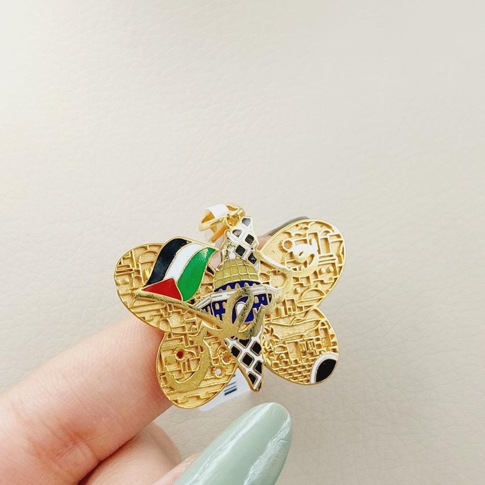 21K Gold Enameled Palestine Pendant by Saeed Jewelry - Image 2