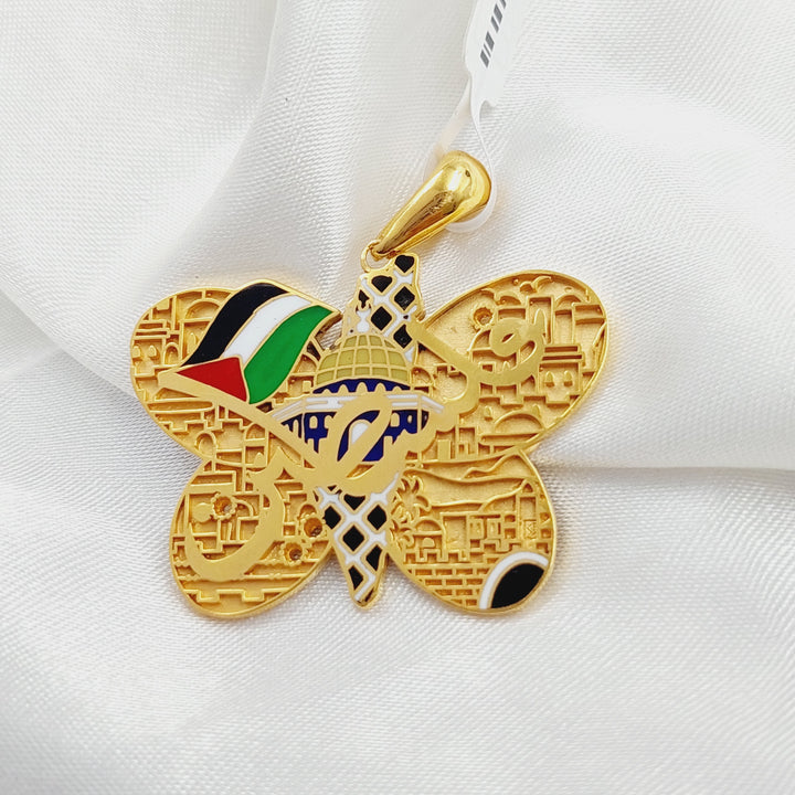 21K Gold Enameled Palestine Pendant by Saeed Jewelry - Image 4