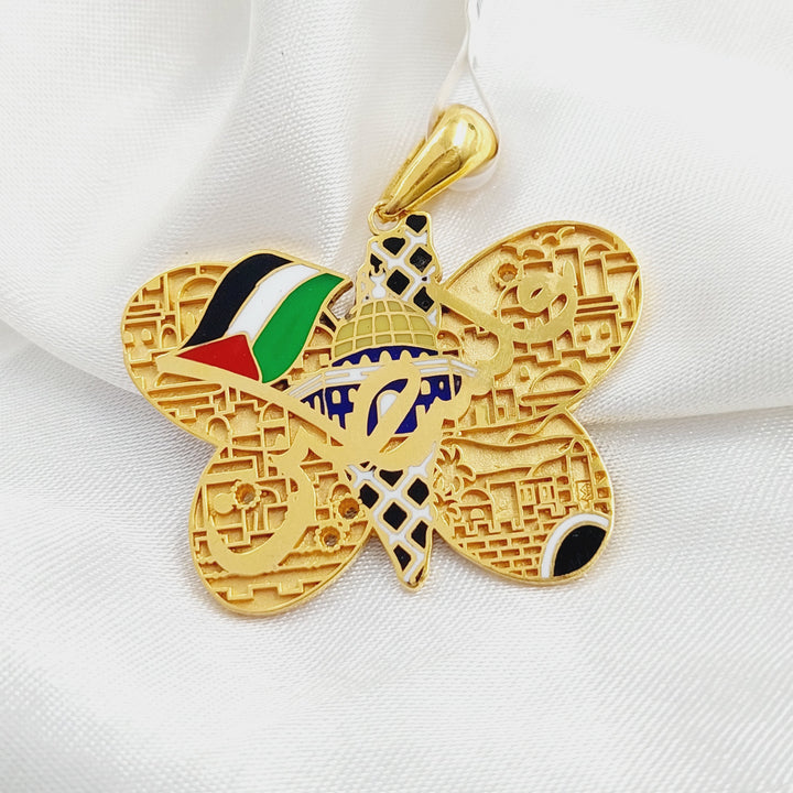 21K Gold Enameled Palestine Pendant by Saeed Jewelry - Image 1