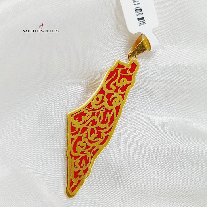 Enameled Palestine Pendant  Made Of 21K Yellow Gold by Saeed Jewelry-29306