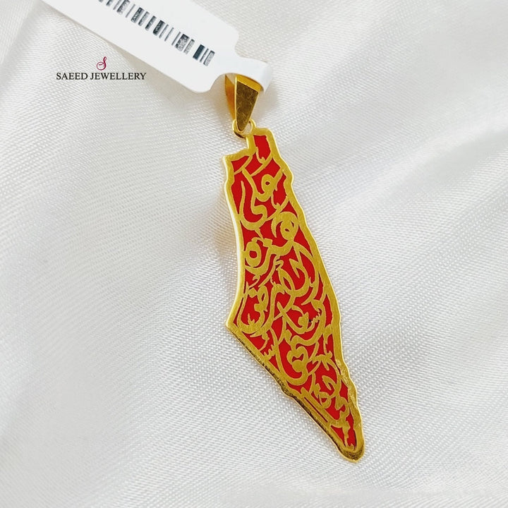 21K Gold Enameled Palestine Pendant by Saeed Jewelry - Image 4