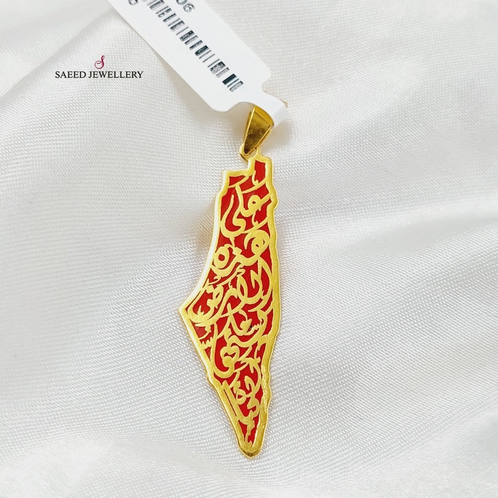 21K Gold Enameled Palestine Pendant by Saeed Jewelry - Image 1
