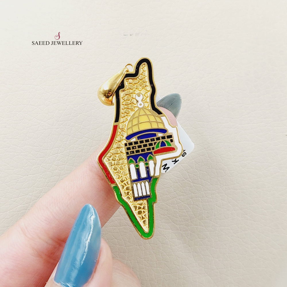 Enameled Palestine Pendant  Made Of 21K Yellow Gold by Saeed Jewelry-29381