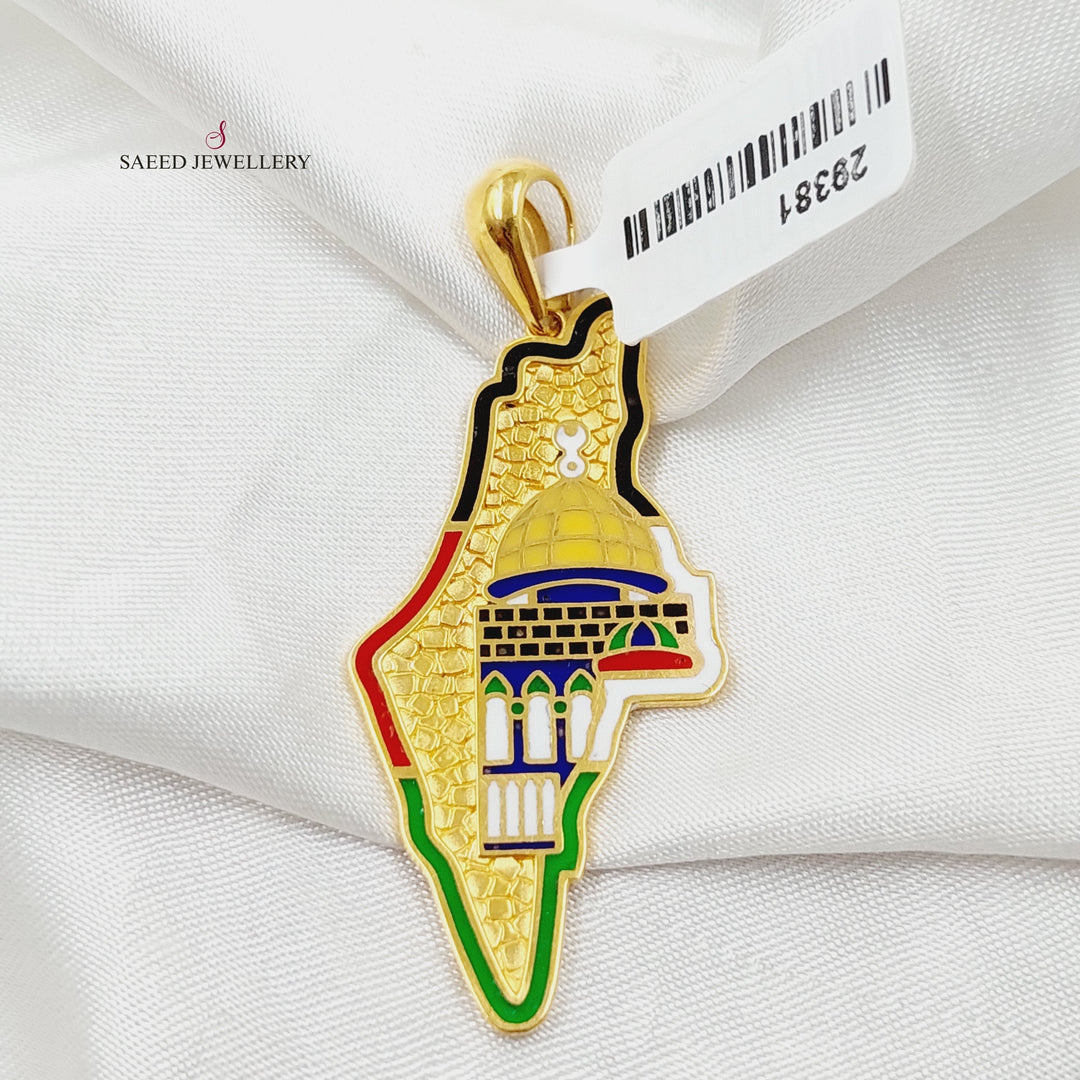 21K Gold Enameled Palestine Pendant by Saeed Jewelry - Image 5