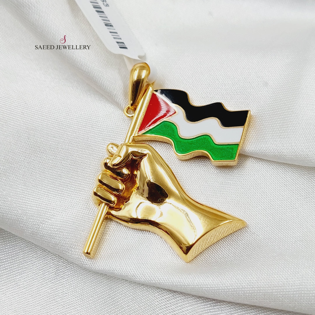 21K Gold Enameled Palestine Pendant by Saeed Jewelry - Image 3