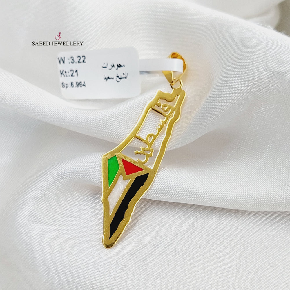 21K Gold Enameled Palestine Pendant by Saeed Jewelry - Image 2