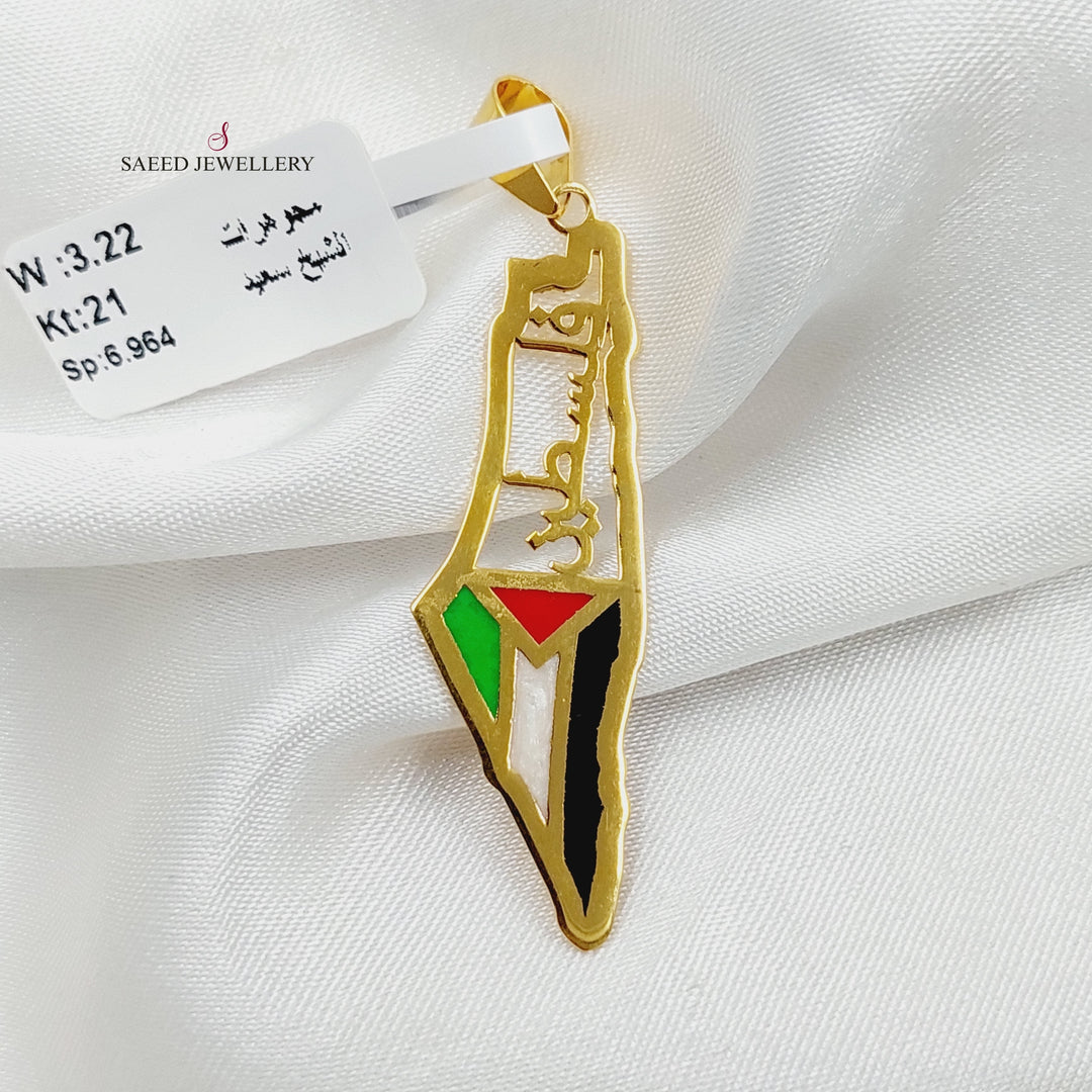 21K Gold Enameled Palestine Pendant by Saeed Jewelry - Image 3