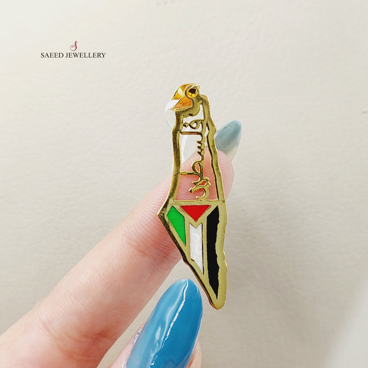 21K Gold Enameled Palestine Pendant by Saeed Jewelry - Image 4