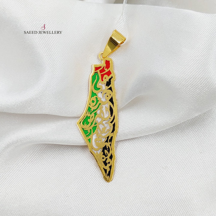 21K Gold Enameled Palestine Pendant by Saeed Jewelry - Image 3