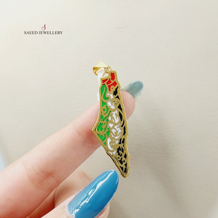 Enameled Palestine Pendant  Made Of 21K Yellow Gold by Saeed Jewelry-29487