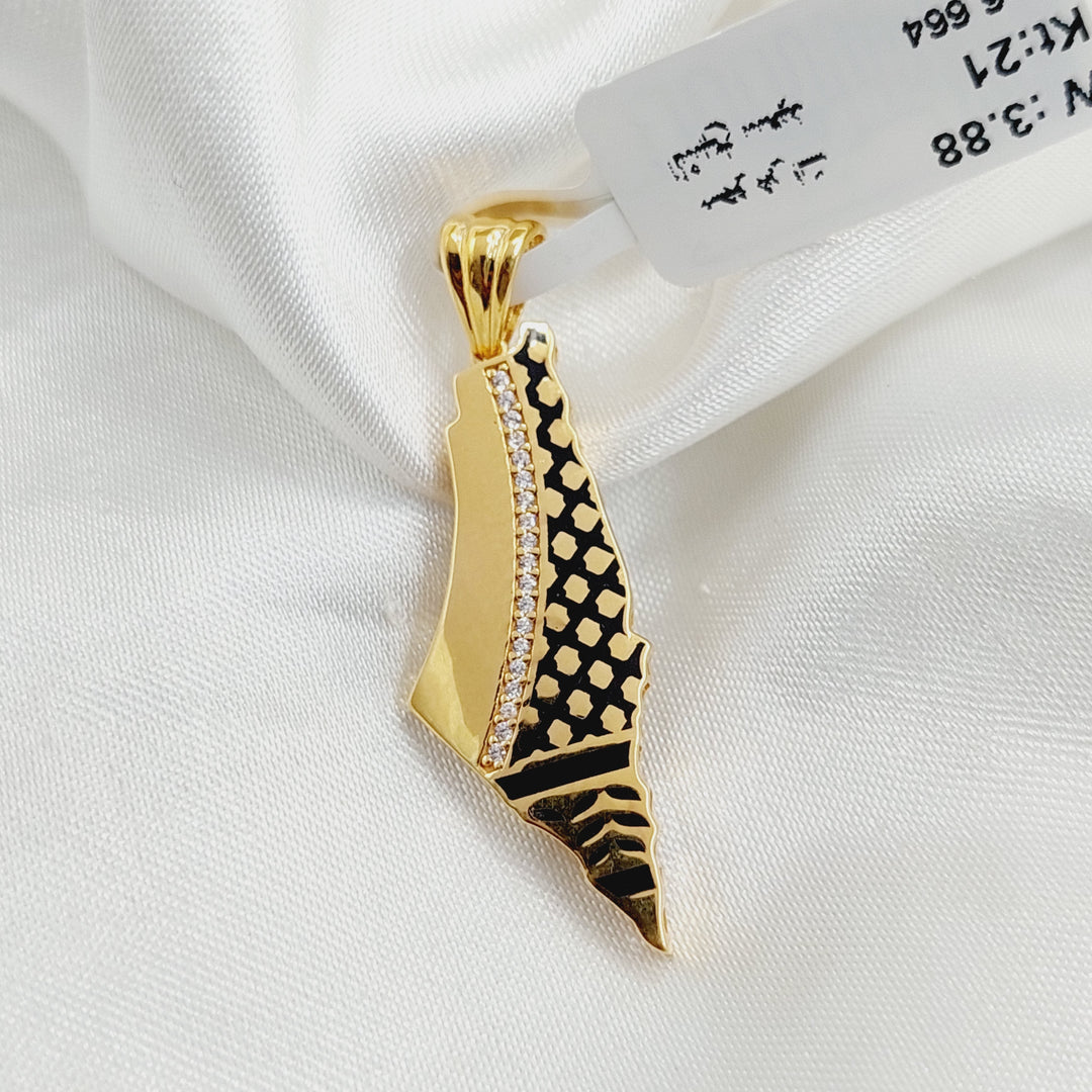 Enameled Palestine Pendant  Made Of 21K Yellow Gold by Saeed Jewelry-29535