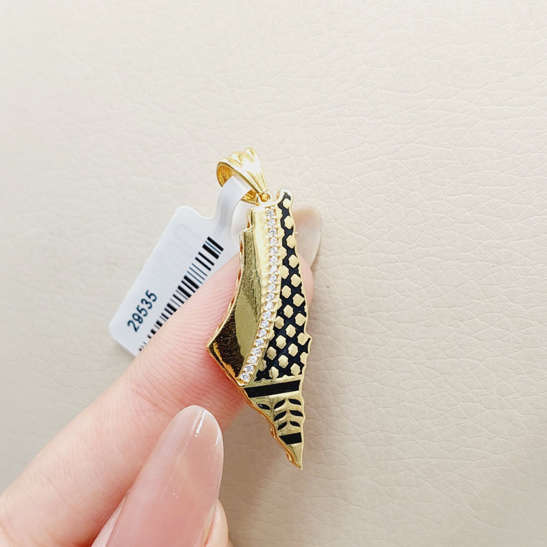 Enameled Palestine Pendant  Made Of 21K Yellow Gold by Saeed Jewelry-29535