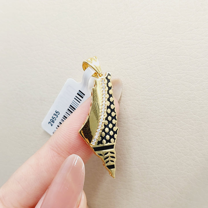 Enameled Palestine Pendant  Made Of 21K Yellow Gold by Saeed Jewelry-29535