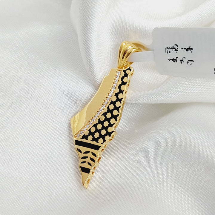 Enameled Palestine Pendant  Made Of 21K Yellow Gold by Saeed Jewelry-29535