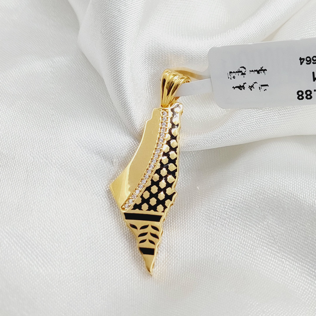 Enameled Palestine Pendant  Made Of 21K Yellow Gold by Saeed Jewelry-29535