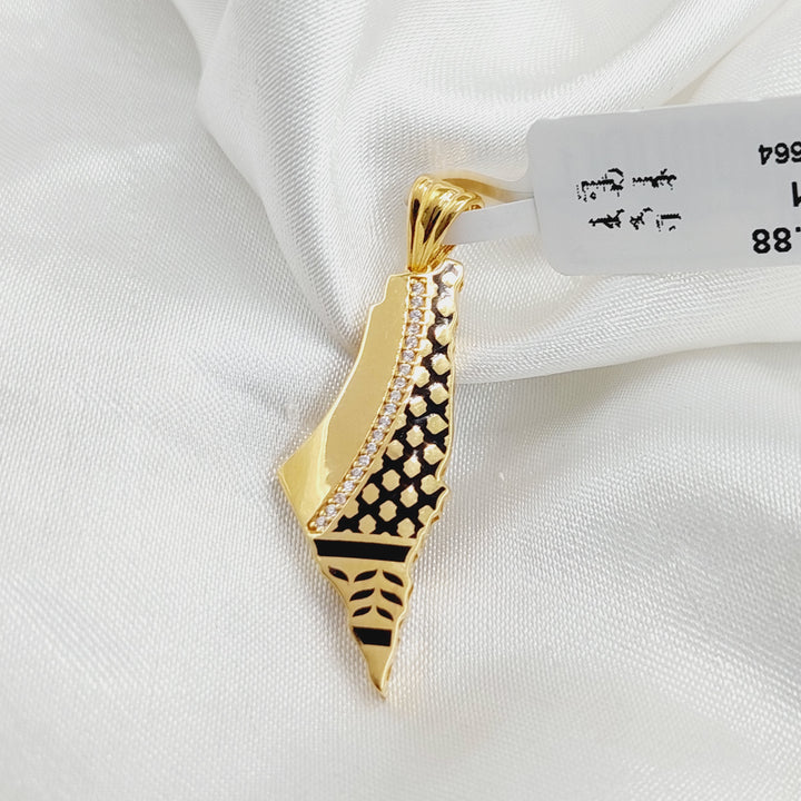 Enameled Palestine Pendant  Made Of 21K Yellow Gold by Saeed Jewelry-29535