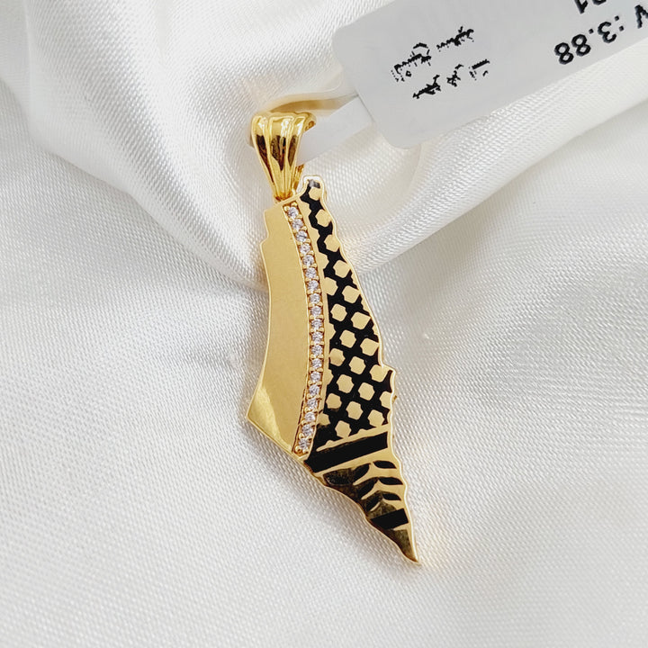 Enameled Palestine Pendant  Made Of 21K Yellow Gold by Saeed Jewelry-29535