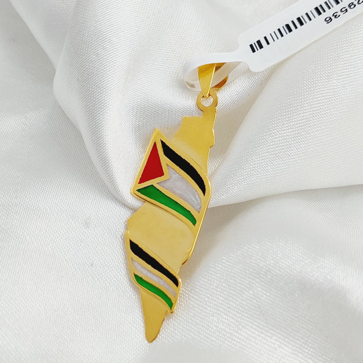 21K Gold Enameled Palestine Pendant by Saeed Jewelry - Image 1