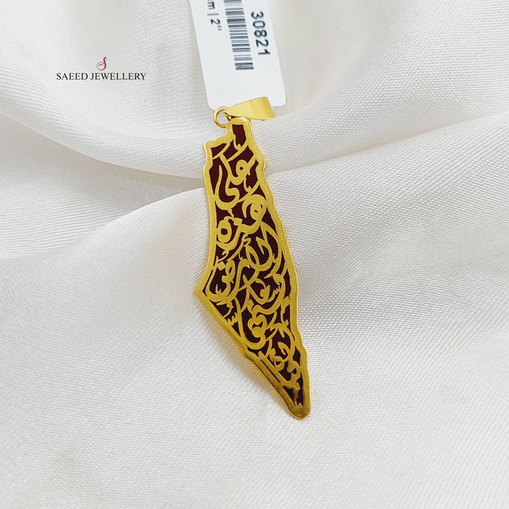 21K Gold Enameled Palestine Pendant by Saeed Jewelry - Image 1