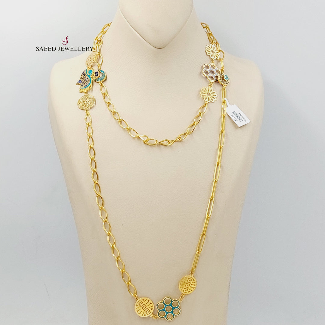 21K Gold Enameled Paperclip Long Necklace by Saeed Jewelry - Image 1
