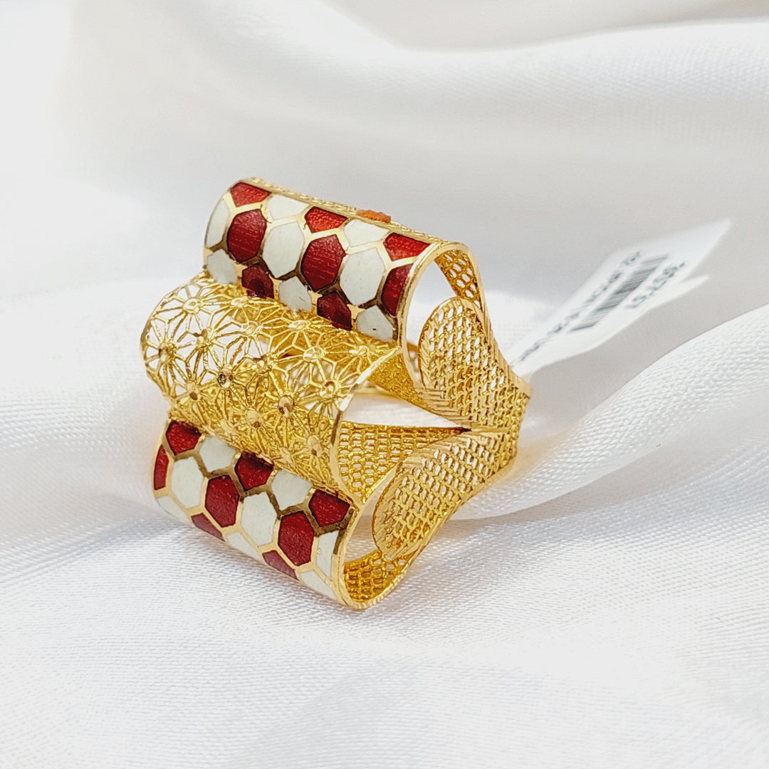 21K Gold Enameled Pyramid Ring by Saeed Jewelry - Image 3