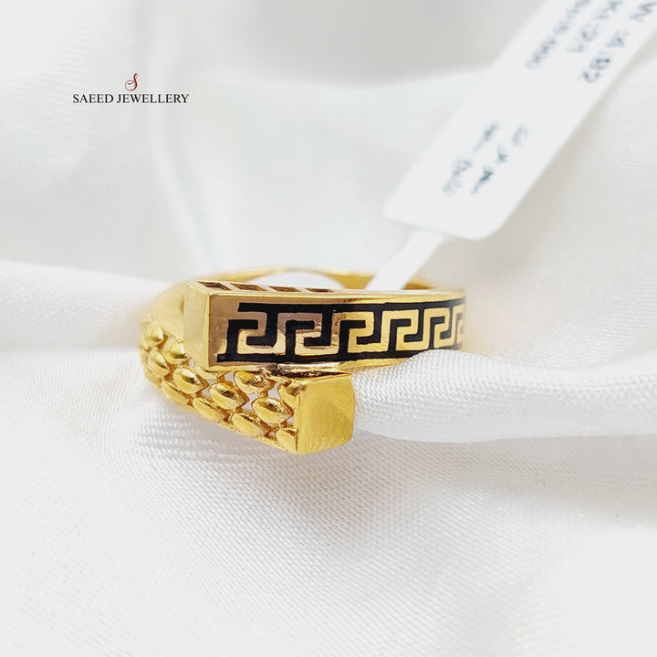 Enameled Pyramid Ring  Made Of 21K Yellow Gold by Saeed Jewelry-29067