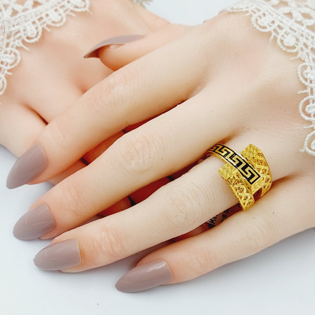 21K Gold Enameled Pyramid Ring by Saeed Jewelry - Image 2