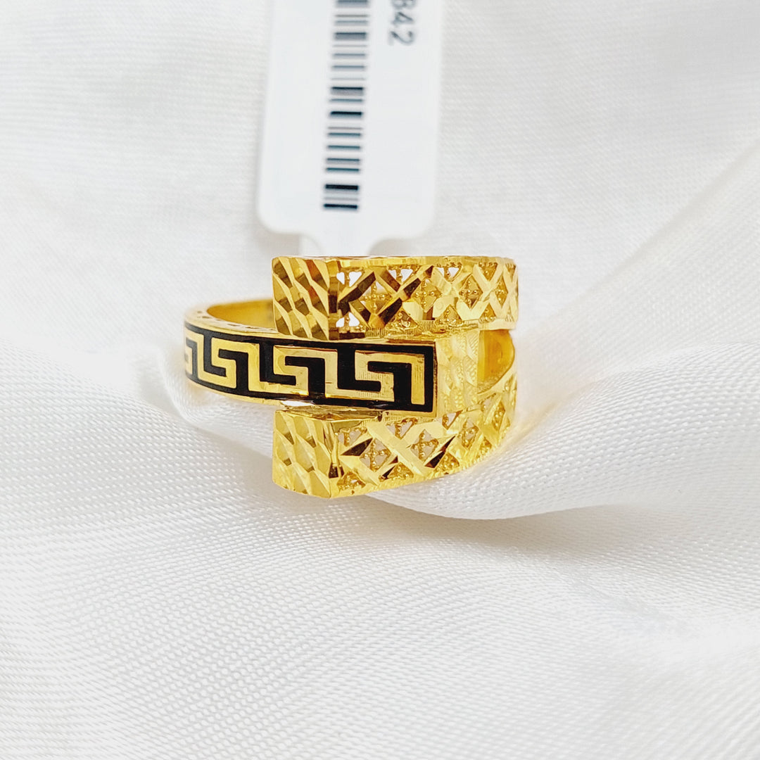 Enameled Pyramid Ring  Made Of 21K Yellow Gold by Saeed Jewelry-29842