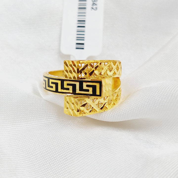 Enameled Pyramid Ring  Made Of 21K Yellow Gold by Saeed Jewelry-29842