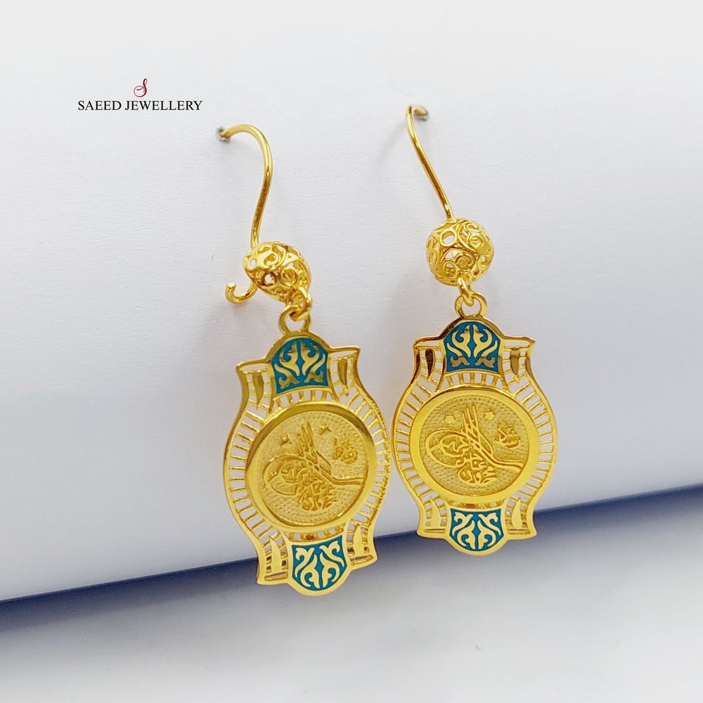 21K Gold Enameled Rashadi Earrings by Saeed Jewelry - Image 2
