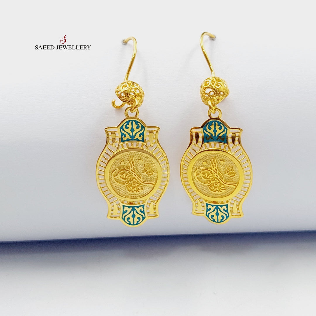 21K Gold Enameled Rashadi Earrings by Saeed Jewelry - Image 1