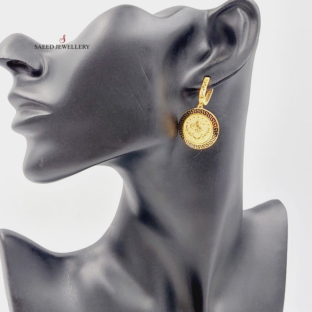 Enameled Rashadi Earrings Made Of 21K Yellow Gold by Saeed Jewelry-27662
