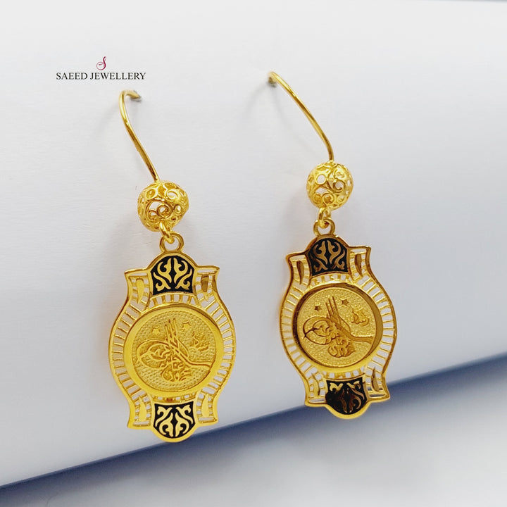 21K Gold Enameled Rashadi Earrings by Saeed Jewelry - Image 2