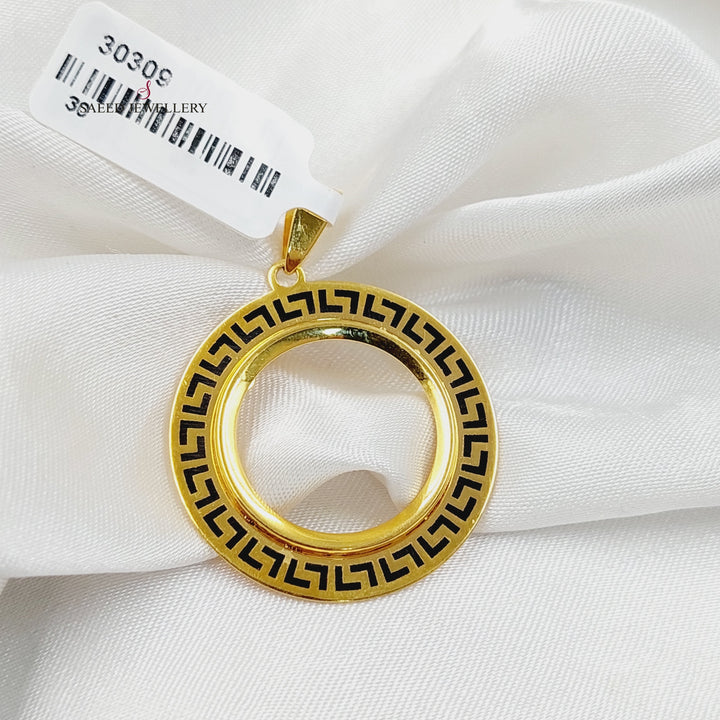 Enameled Rashadi Frame Pendant  Made Of 21K Yellow Gold by Saeed Jewelry-30309