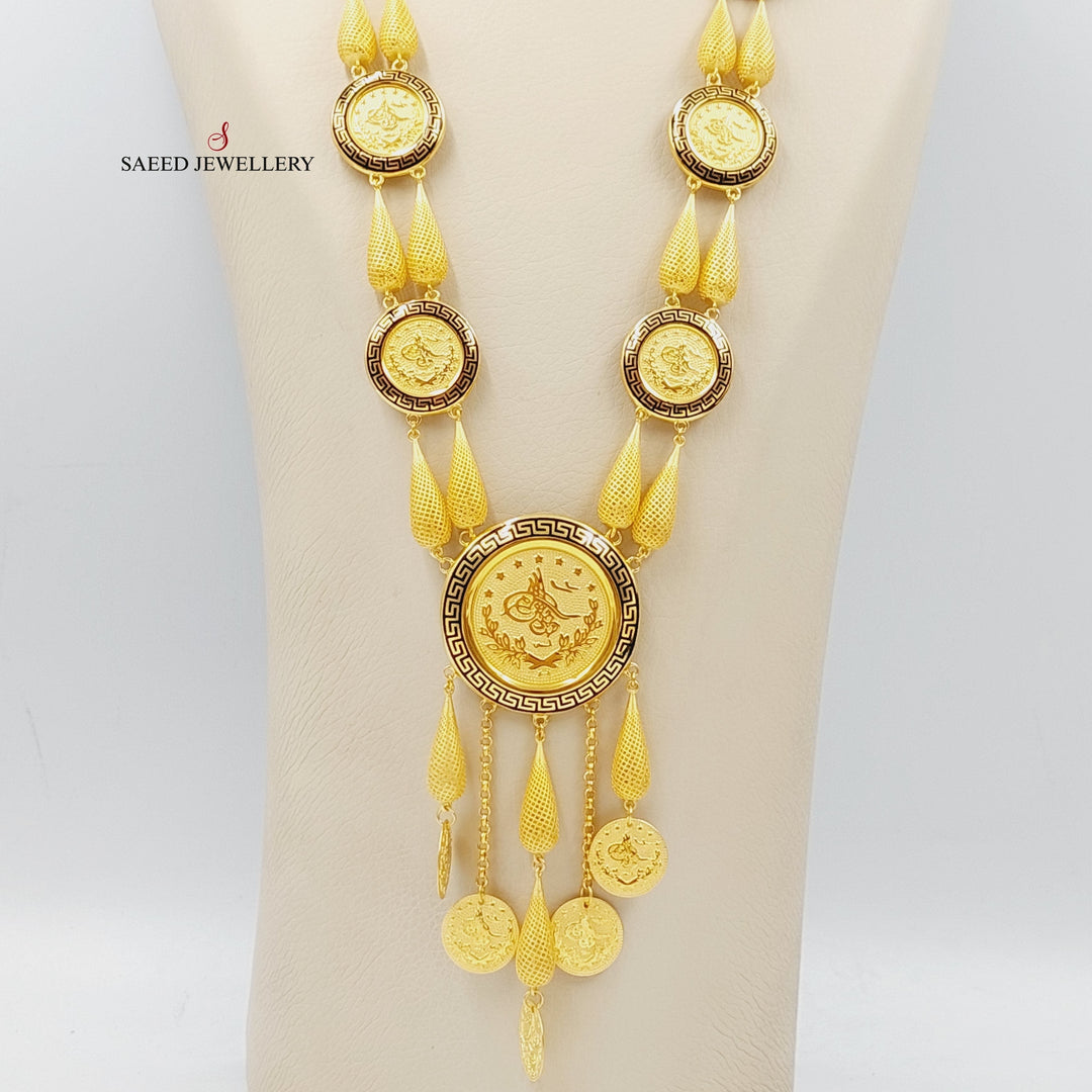 21K Gold Enameled Rashadi Long Necklace by Saeed Jewelry - Image 3