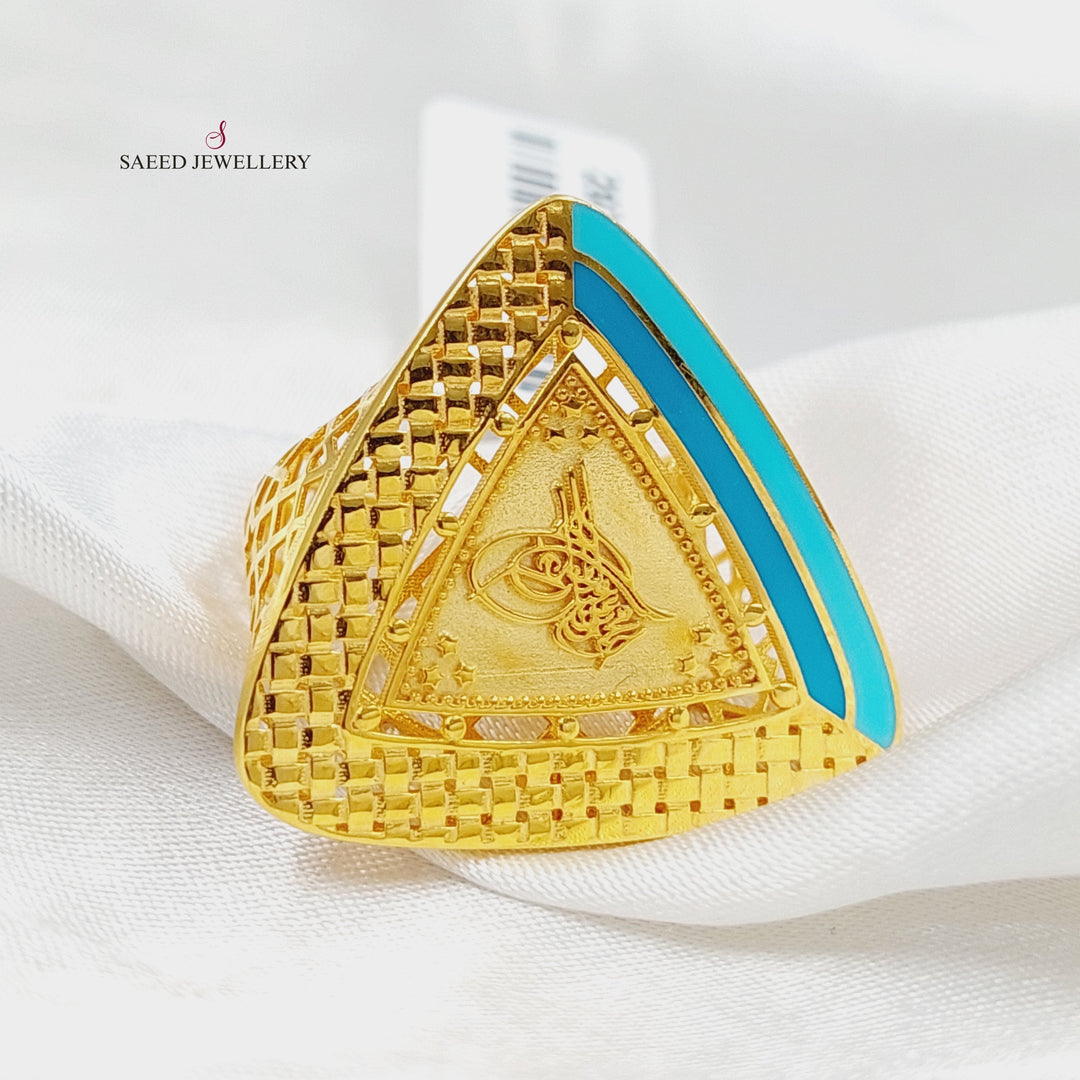 Enameled Rashadi Ring  Made Of 21K Yellow Gold by Saeed Jewelry-29750
