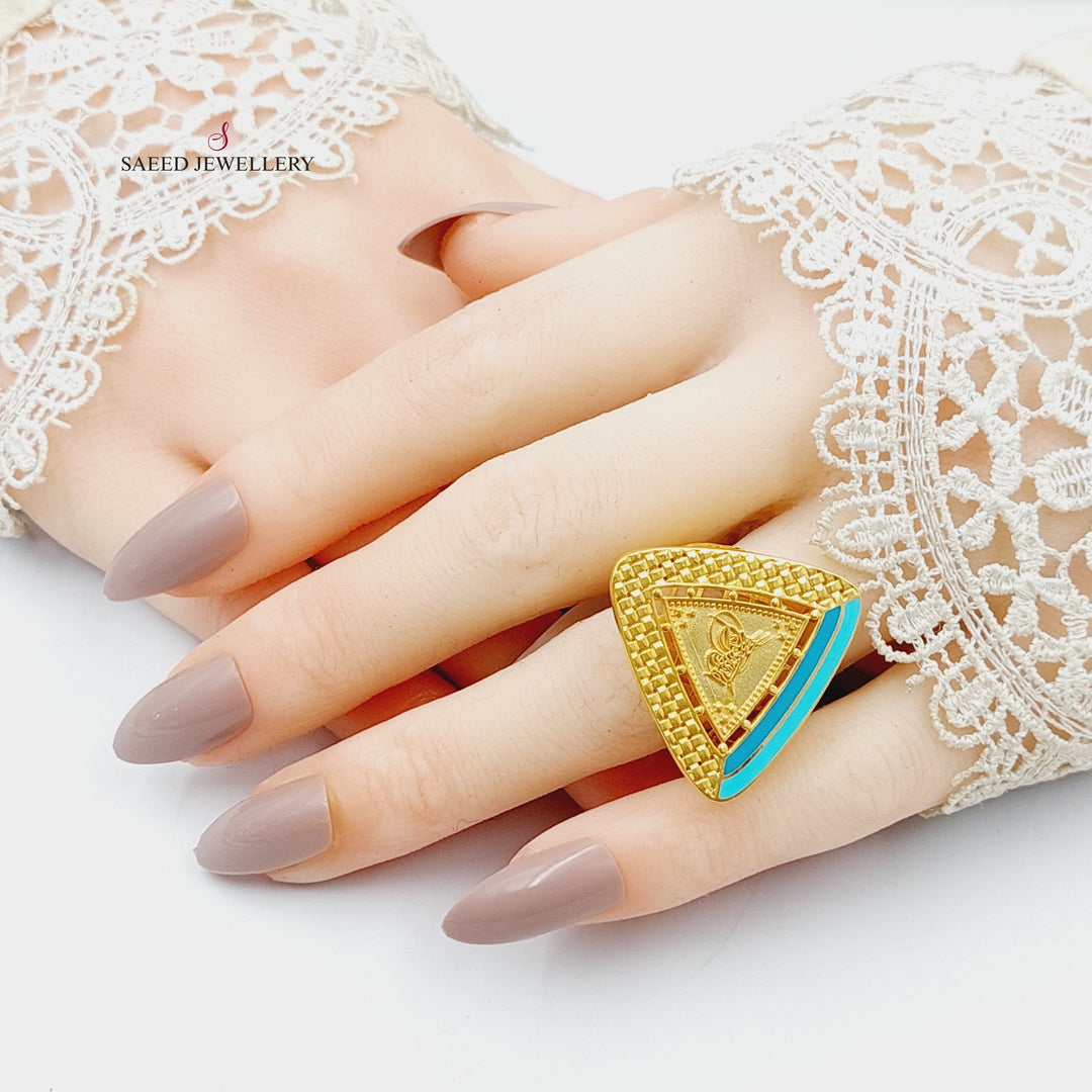 Enameled Rashadi Ring  Made Of 21K Yellow Gold by Saeed Jewelry-29750
