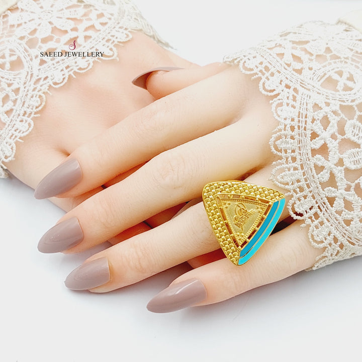 Enameled Rashadi Ring  Made Of 21K Yellow Gold by Saeed Jewelry-29750