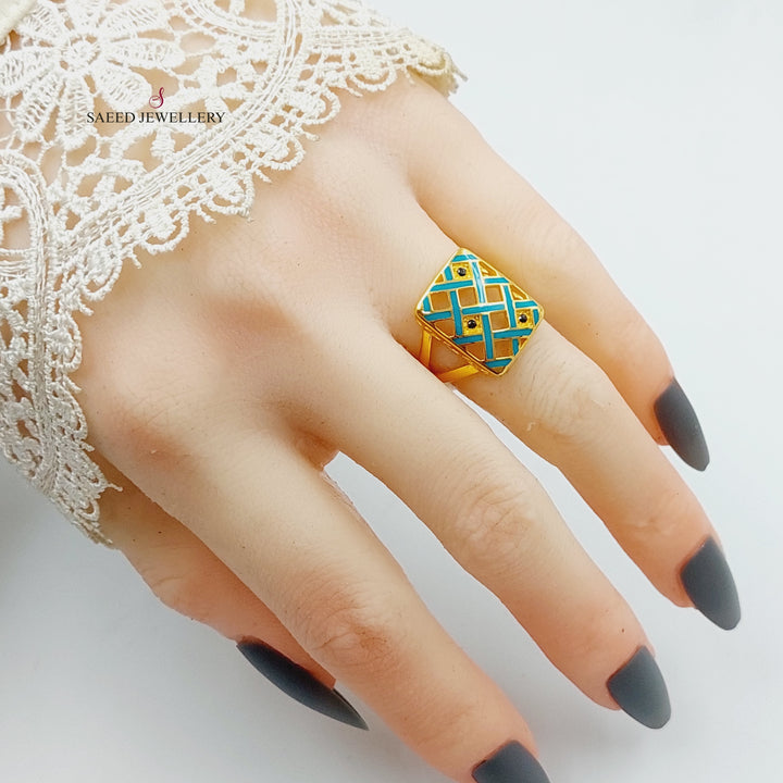 Enameled   Ring Made Of 21K Yellow Gold by Saeed Jewelry-27650