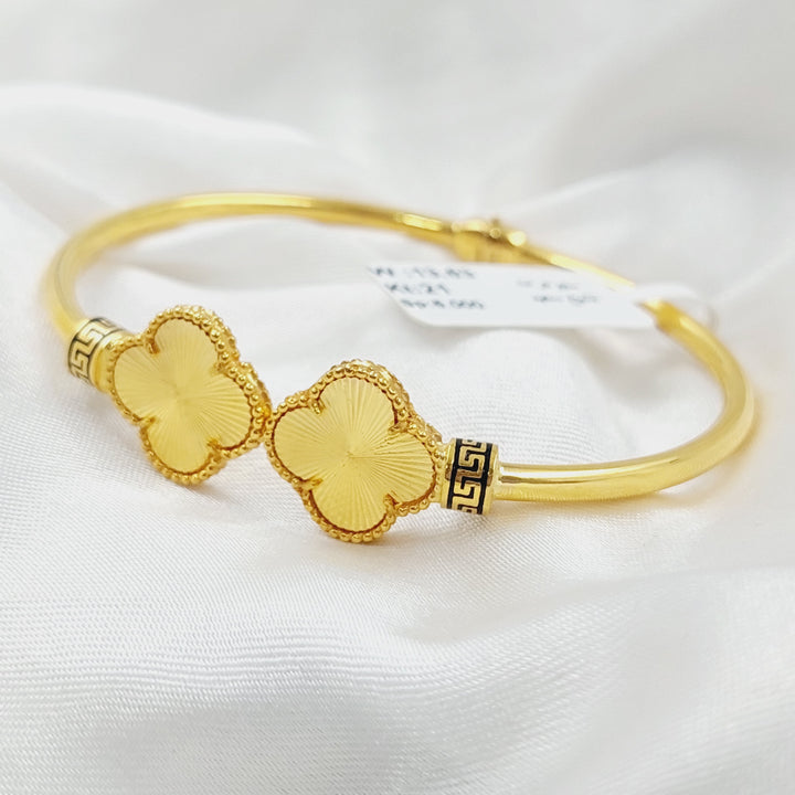 21K Gold Enameled Clover Bracelet by Saeed Jewelry - Image 3