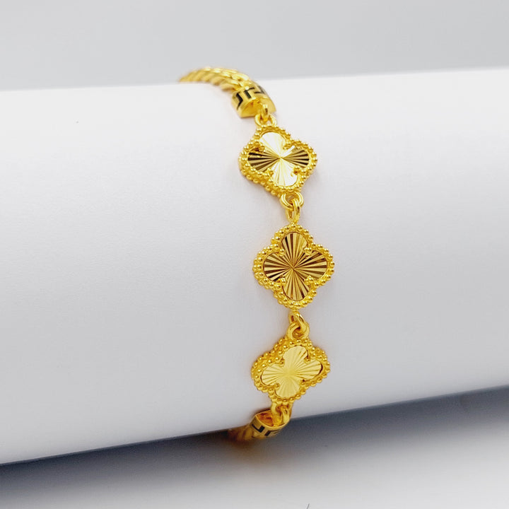 21K Gold Enameled Clover Bracelet by Saeed Jewelry - Image 3