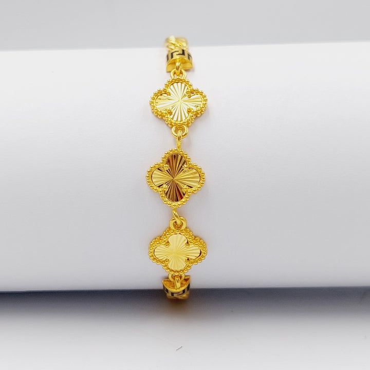 21K Gold Enameled Clover Bracelet by Saeed Jewelry - Image 1