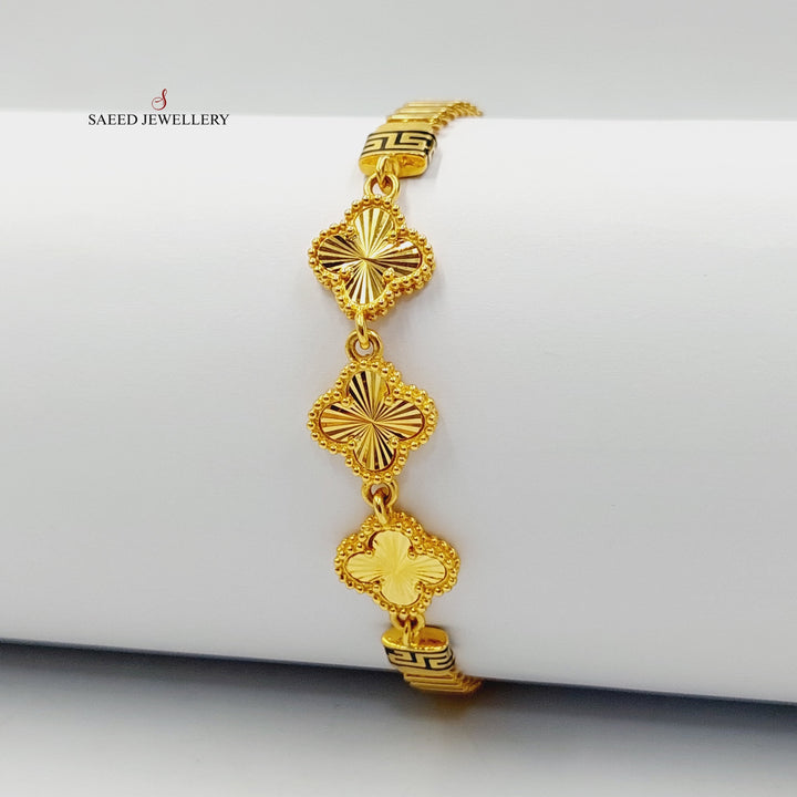 21K Gold Enameled Clover Bracelet by Saeed Jewelry - Image 4