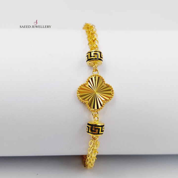 21K Gold Enameled Clover Bracelet by Saeed Jewelry - Image 3