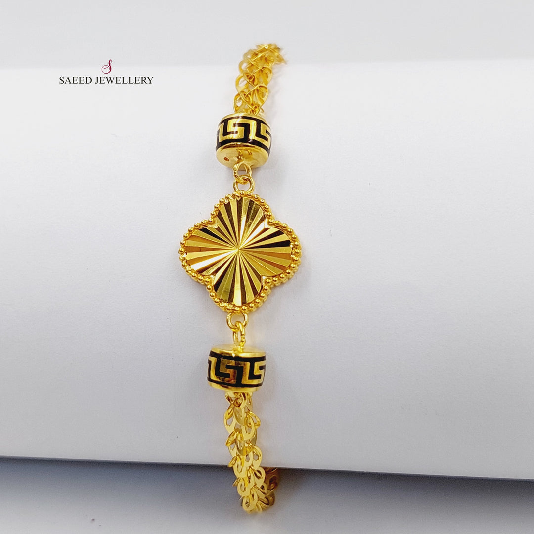 21K Gold Enameled Clover Bracelet by Saeed Jewelry - Image 1