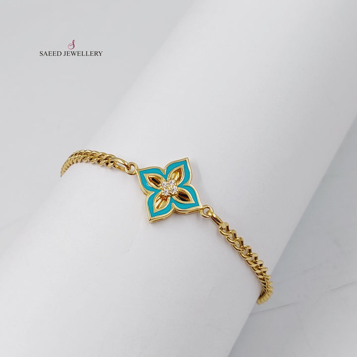 21K Gold Enameled Clover Bracelet by Saeed Jewelry - Image 5