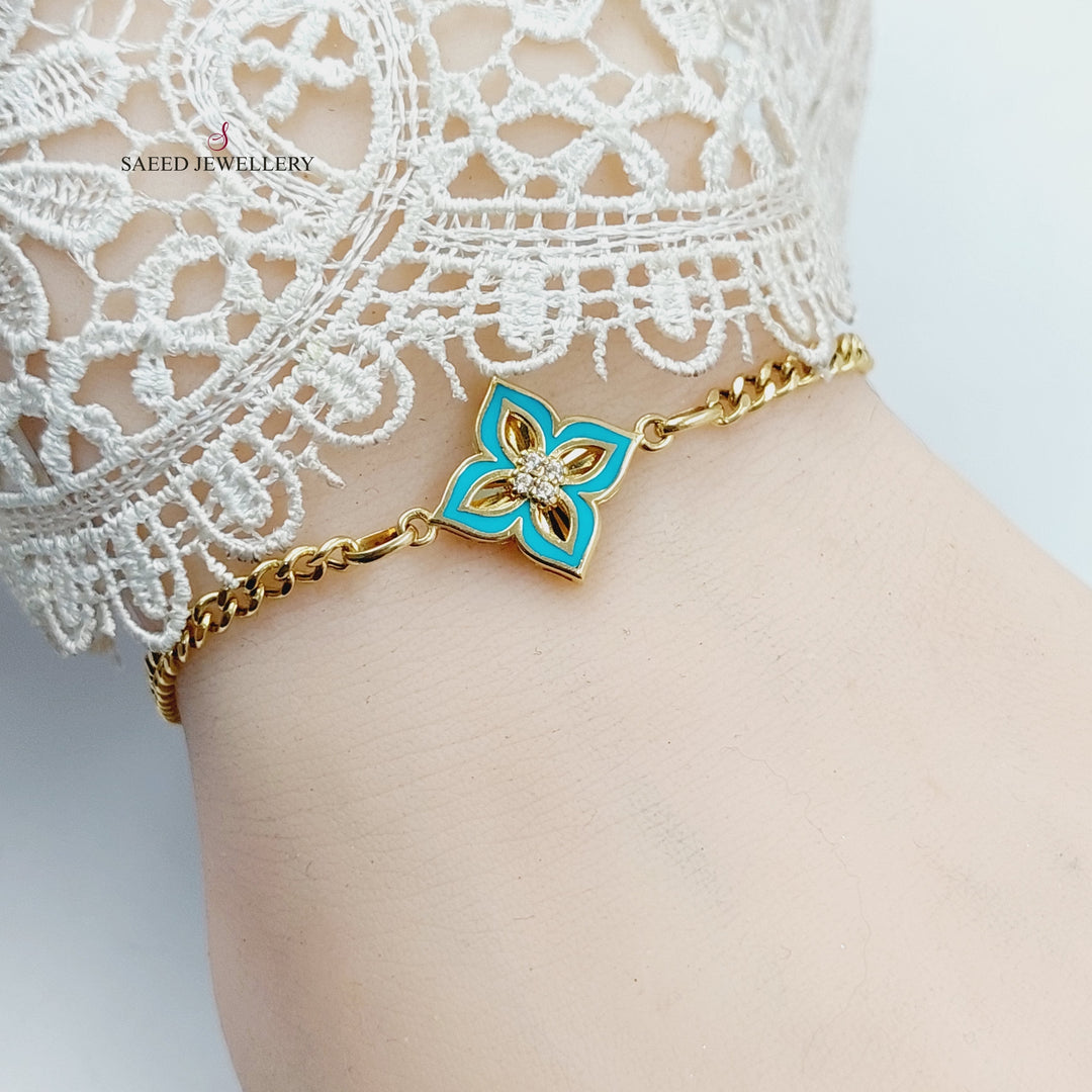 21K Gold Enameled Clover Bracelet by Saeed Jewelry - Image 6
