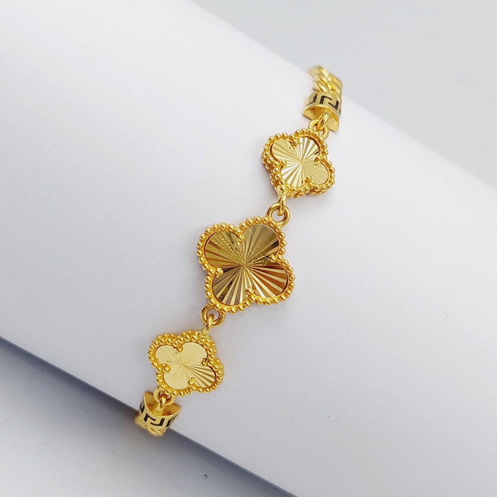 21K Gold Enameled Clover Bracelet by Saeed Jewelry - Image 4