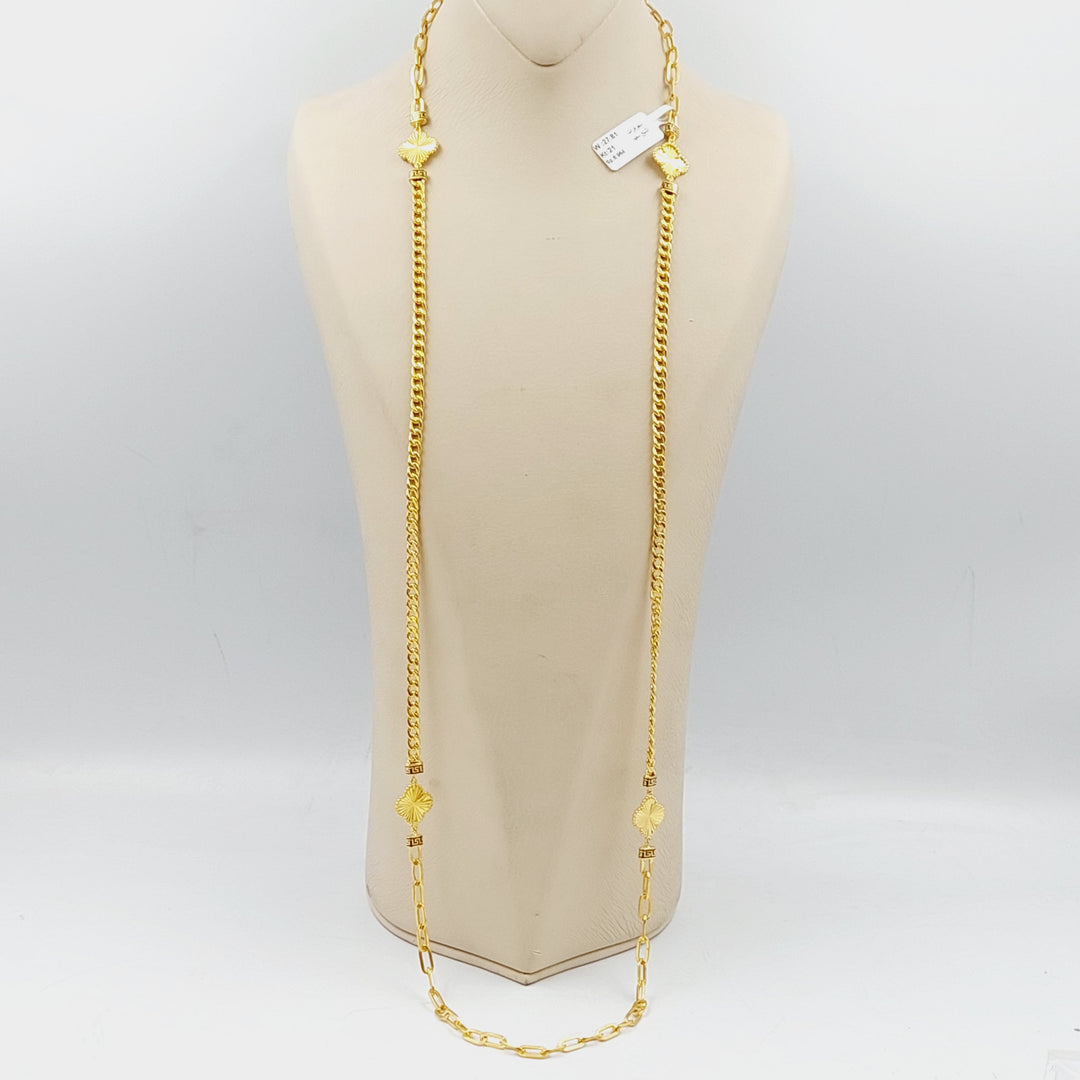 21K Gold Enameled Clover Long Necklace by Saeed Jewelry - Image 1